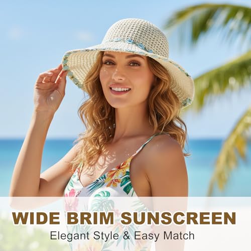 Sombrero de Paja YAMEIZE para Mujer con Ala Ancha miniatura 4