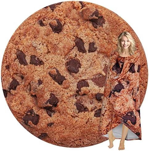 HEALTHYCEWPSTR Giant Cookie Blanket Funny Round Food Blankets Soft Novelty for Kids Family and Friends Adults Applicable to Indoors Outdoors Travel 71 Inch