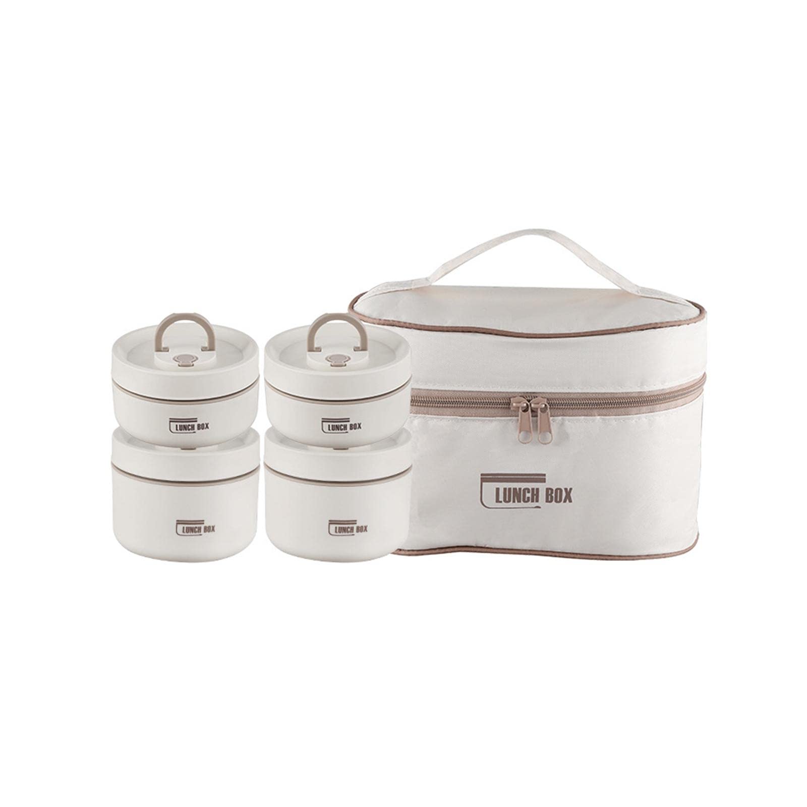Juego de fiambreras de acero inoxidable con funda, beige