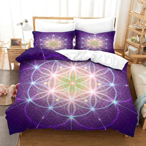 Parure de lit géométrie sacrée housse de couette 135x200 microfibre