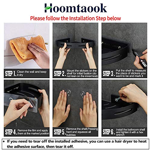 Hoomtaook Adhesive Corner Shelf Bathroom Shower Caddy Organizer for Kitchen Toilet No Drilling 2-Tier Bathroom Corner Shelves Shower Caddies - Image 4
