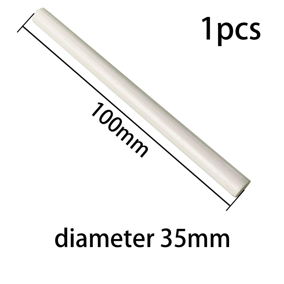 Pręt Ceramiczny Pręt Ceramiczny z 99% Tlenku Glinu Pręt Izolacyjny Pręt lity Odporność na Wysoką Temperaturę Długość 100mm,średnica 35mm do 45mm 1 szt,Diameter 35mm