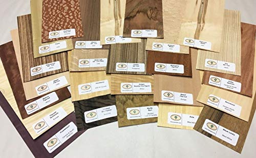 Wood Veneer Mixed Pack - Identification Kit Domestic & Exotic Raw/Unbacked (25 pc)
