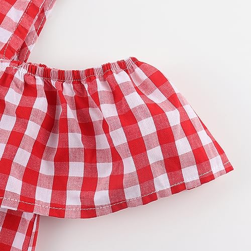 Noomelfish Girls Ruffle Cold Shoulder Top Blouse Short Sleeve Button Down Shirts (4-12 Years)4