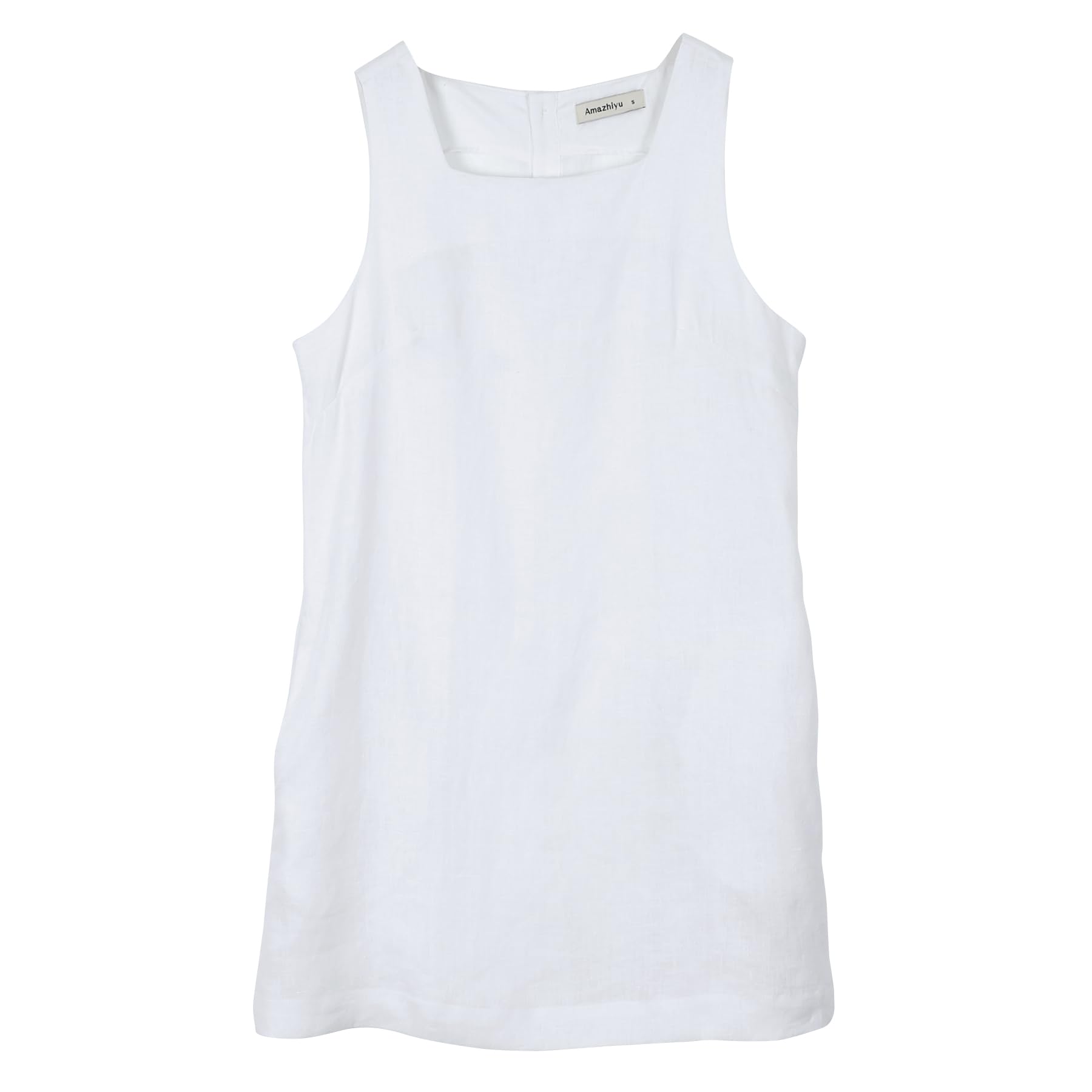 Amazhiyu Leinenkleider Damen Sommer Sommerkleid Leinen Kleid Kurz Minikleid