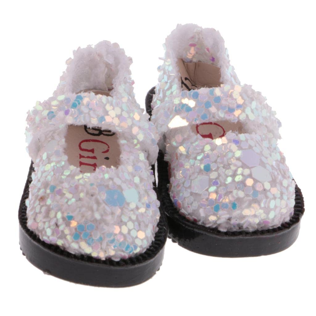 White Sequins Doll Shoes for 1/6 12'' Blythe Dolls