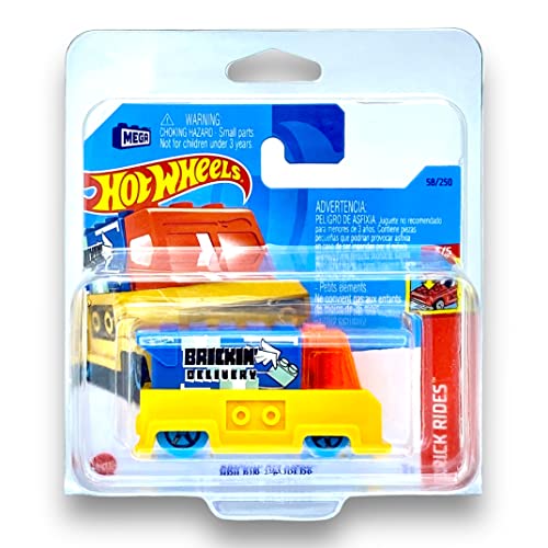 Hot Wheels Bricking Delivery LEGO COMPATIBLE (Blue, Clear Orange & Yellow) 3/5 Brick Rides - 2023-58/250 (Short Card) - COMES IN A KLAS CAR KEEPER PROTECTIVE COLLECTORS CASE - HKJ87