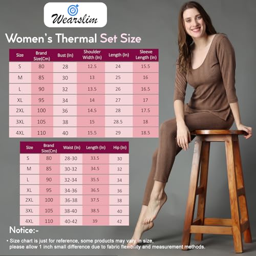 Image of Wearslim Women's Cotton Quilted Winter Lightweight Thermal Underwear for Women Long Johns Set with Fleece Lined Soft Warmer