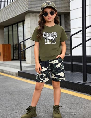 Image of Girls Clothes Short Sleeve Tie Dye Top Shorts and Pants 2PCS Girls Summer Outfits Size 6-16