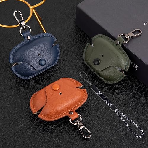 Image of Compatible with Sony WF-1000XM5 Case Cover with Keychain Hook Lanyard,Vintage Leather Case Designed for Sony Earbuds WF1000XM5 Case Cover (2023) for Women Men (Brown)
