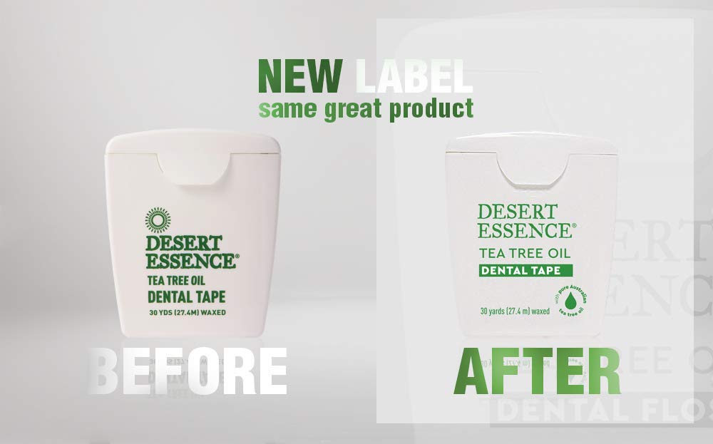 Nastro dentale con olio di tea tree desert Essence – 9,1 m – Confezione da 3 – naturalmente cerato con cera d’api – Filo interdentale spesso non sfilacciato – On the Go – rimuove residui di cibo – non testato su animali