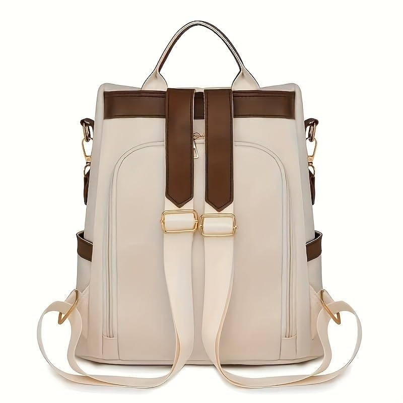 Stylish Waterproof Nylon Backpack for Women Large Capacity Soft Shell Daypack for Casual or Work Use with Breathable Design(White)4