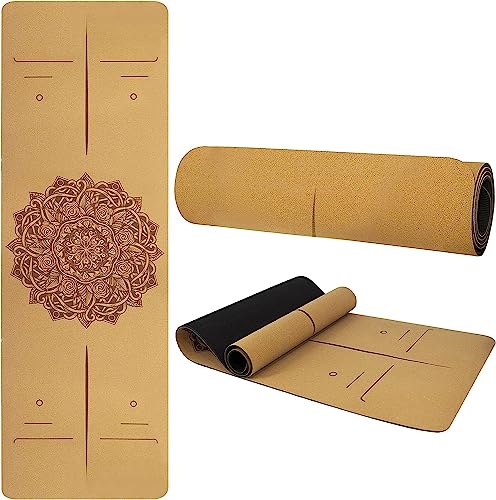 LINKLIFE Cork Yoga Mat 5mm (1/5") Thick 72"x24"