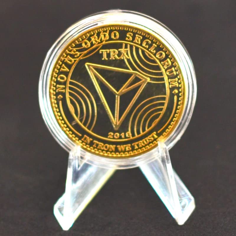 Craftbia® Tron Coin Made of Real Metal Gold Plated Crypto Coin with Plastic Display Stand - Image 4