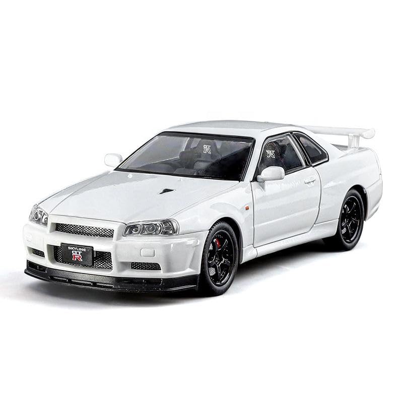 SR TOYS 1:24 Scale Nissan Skyline GTR-R34 Diecast Models Alloy Diecast Toy Car Model Sound Light Pull Back Car Toy for Kids (White) (B0DGM8KJWM) Amazon Price History, Amazon Price Tracker