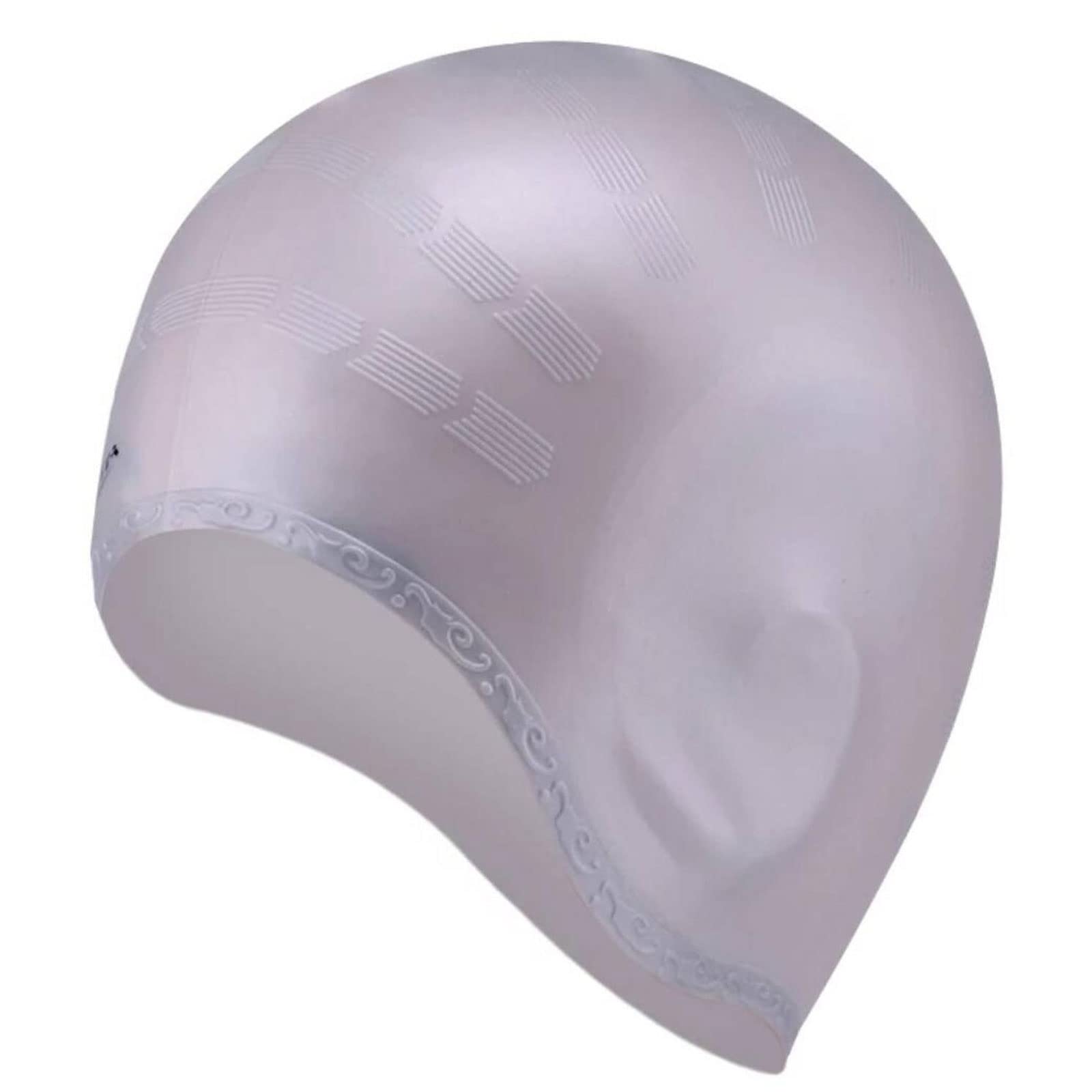 Bonnet de natation pour adultes - Haute élasticité - Pour homme et femme - Imperméable - Protège les oreilles - Cheveux longs - Grand chapeau de plongée en silicone (gris)