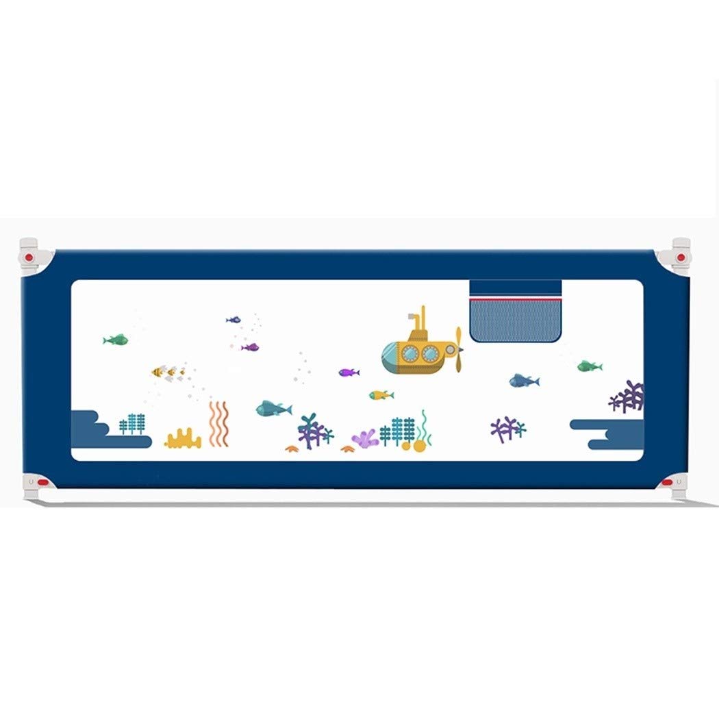 Barrière de lit enfant bleue 200cm réglable et pliable pour un sommeil sécurisé