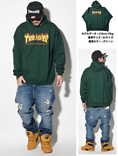 Thrasher Men's Flame Logo Hoodie, Forest Green, X-Large4