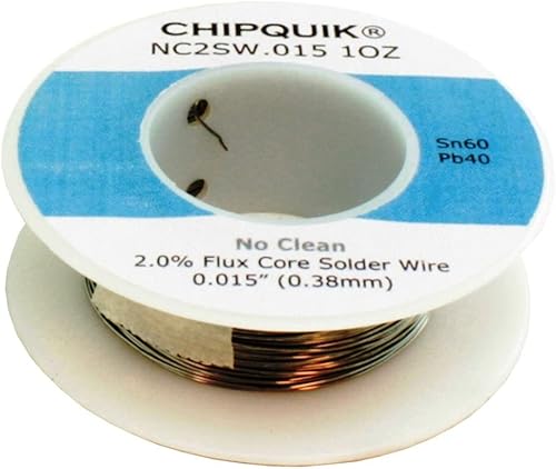 Chip Quik NC2SW.015 - Alambre de soldadura de 1 oz, 60/40 estaño/plomo (Sn60/Pb40) no limpio, 0.015 1 oz