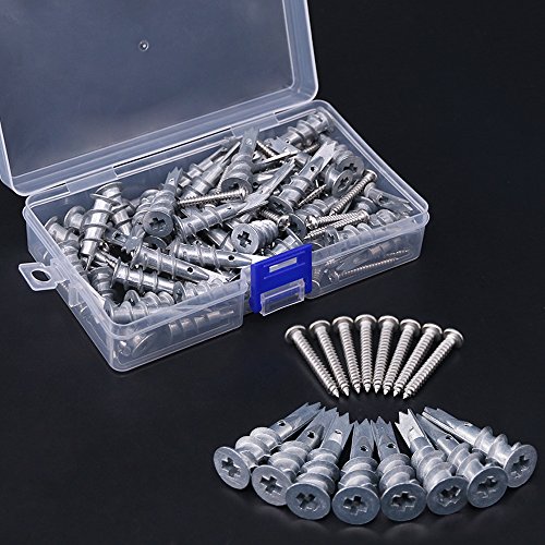 Hilitchi 100pcs Premium Quality Zinc Self-Drilling Drywall Anchor with Screw Kit
