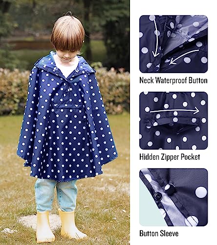 Image of SaphiRose Lightweight Kids Rain Poncho Jacket Waterproof Outwear Rain Coat