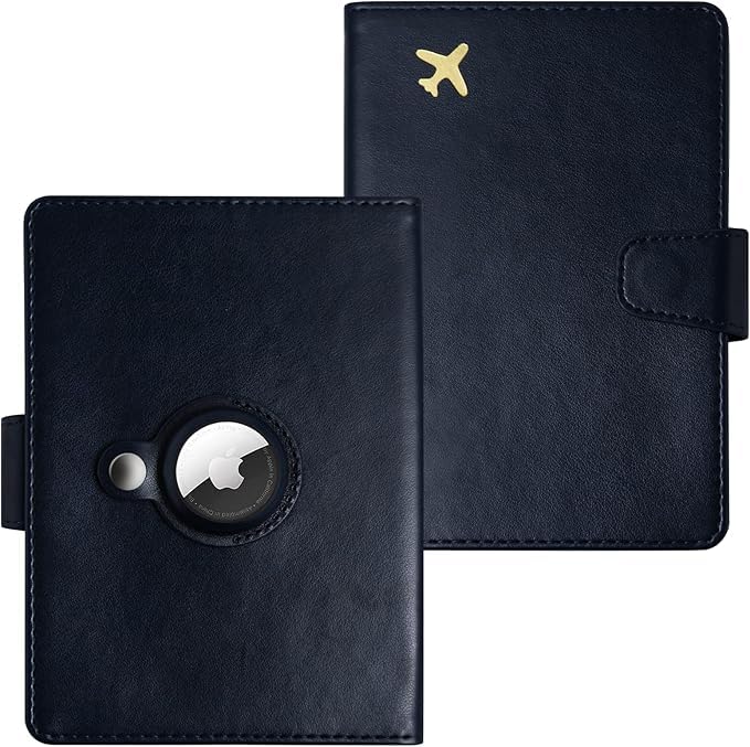 Passport Holder with Locator Slot,Passport Cover for Men,RFID Blocking Passport Wallet,Black Family Leather Passport Protector Case,Travel Must Haves Airport Essentials.