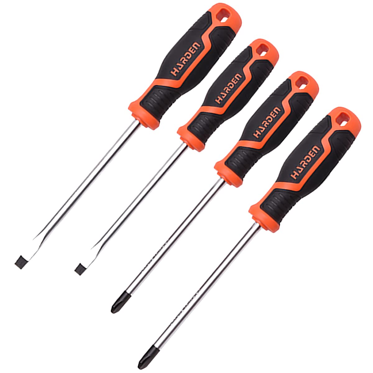 Harden Professional 4 Pcs Magnetic Screwdriver Set (Slotted S3, S5 & Phillips PH0, PH1) - Magnetic Head, CRV Steel, Non-Slip Handle 550394