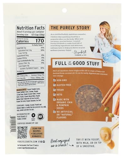 Image of Purely Elizabeth, Granola Peanut Butter Collagen Grain Free, 8 Ounce