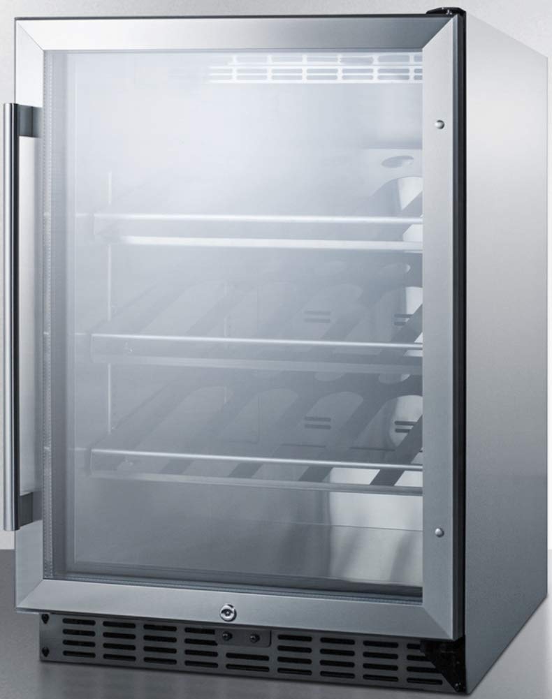 Summit Appliance SCR611GLOSCH Built-in Outdoor Commercially Listed Wine Cellar with Stainless Steel Interior, Champagne Shelving, Digital Controls, Lock and Stainless Steel Cabinet