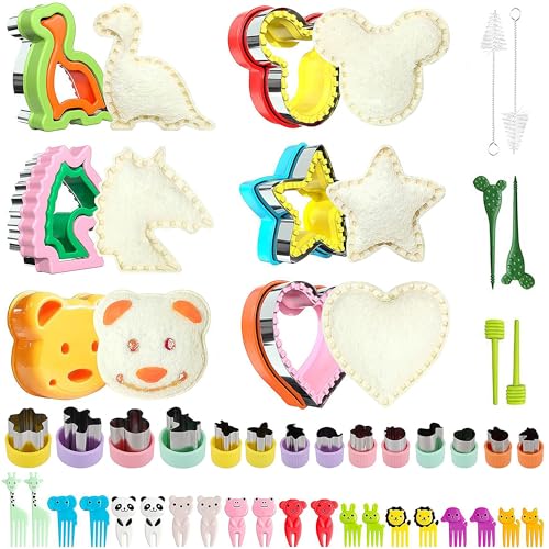 La Mejor Selección de Moldes para niños , tabla con los diez mejores. 41 Cortador De Sándwiches, 46 Pcs Cortadores de Sandwich para Niños con Mini Palillos, Cortador de Pan y Verduras para Niños, Mini Molde de Sellos de Frutas y Galletas para...