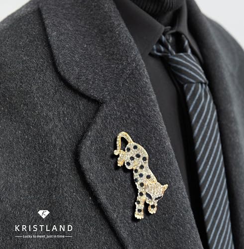 Image of Fashion Women Men Vintage Leopard Brooch Colorful Full Rhinestones Crystals Wild Animal Corsage Lapel Pin Birthday Gift Party