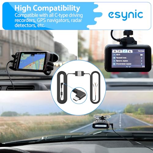 eSynic 3 Wire Dash Cam Hardwire Kit 11.5ft/3.5M USB C Car Camera HardWire Kit 12V-24V to 5V Dashcam Hard Wiring Kit Support ACC mode & Low Voltage Protection With 4 Type Fuse for Dash Camera GPS etc. - Image 4