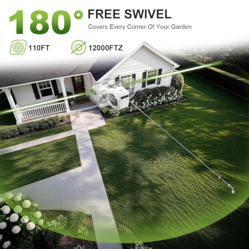 Image of Silvel Automatic Retractable Garden Hose Reel, 1 /2 inch x 110ft Wall Mount, 12V 2.5Ah Battery Powered & Button-type Length Control,Heavy Duty Hose Reel with 10 Pattern Nozzle, Upgraded UV Resistant