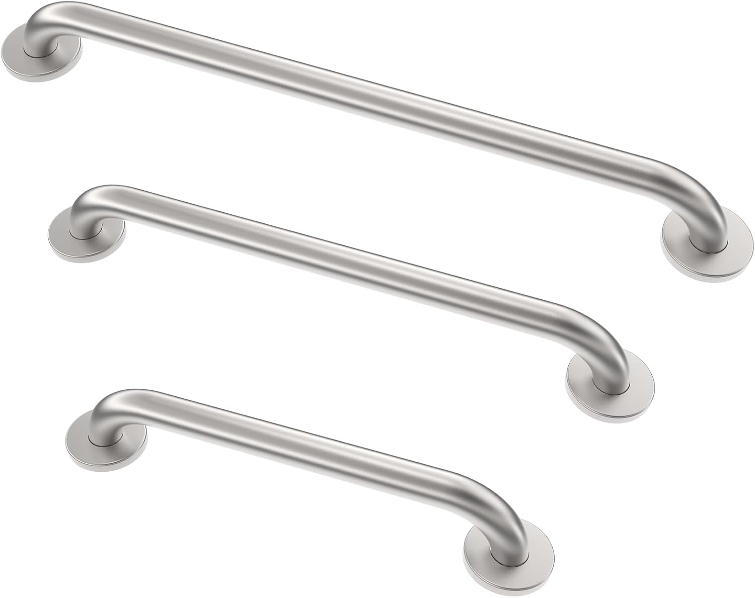 Grab Bar Bundle for ADA Compliance, Brushed Stainless Steel 1.5" Diameter 3-Piece Set (18", 36", 42") for Commercial Restrooms & Shower Safety Bars for Seniors