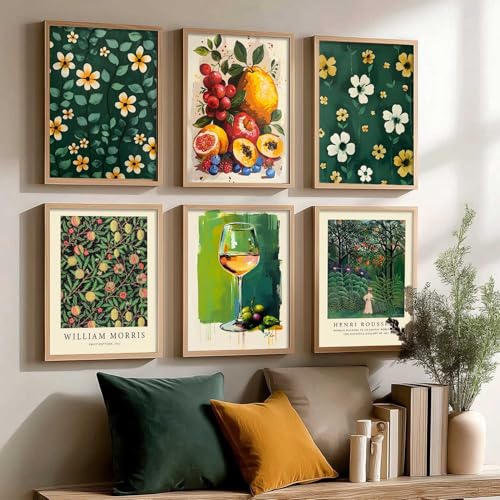 Image of kotart - Floral Wall Art For Wall Decor Living Room Bedroom | Floral Wall Poster With Frames Home Decor Paintings Set of 6 (13X17 INCH, C)