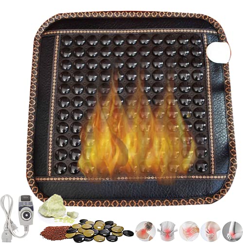 YZBBSH Heizkissen, Infrarot Wärmematte, Natürliches Jadestein Matte, zur Linderung Chronischer Rücken, Nacken und Schulterschmerzen 45 * 45cm mit Smart-Controller,B Cover