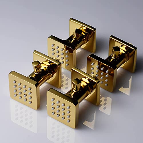 Whshower Adjustable Body Sprayer Solid Brass Massage Spa Rain Showerhead Side Wall Mount Shower Head Sprayer Body Jets Spray With Shut Off Flow Can Be Controlled 4 Pcs Polished Gold) #TOP5