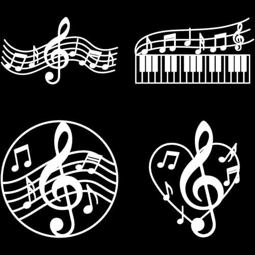 GORGECRAFT Autocollants Autocollants Réfléchissants en Forme de Note de Musique 4 Styles 4cm Blancs Imperméables pour Pare Chocs Moto Carrosserie Fenêtre Porte...