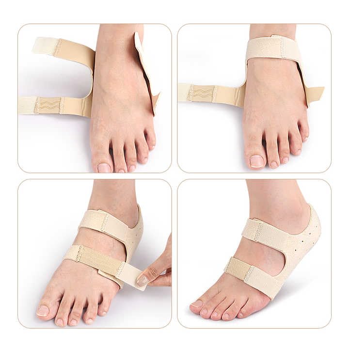 Image of Plantar Fasciitis Gel Heel Protectors Velcro Heel Pad for Women Men Heels Inserts Pads for Achilles Tendinitis, Flat Foot Support,Arch Support Soft Shock Absorption for Rehabilitation, Orthotic Insole (Black, L (40-45)