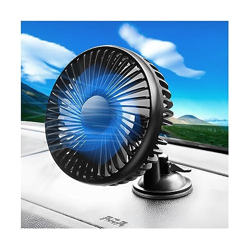 CGEAMDY Ventilatore per Auto, 3 Velocità Ventilatore Portatile USB, Rotazione Di 360 ° Ricaricabile Ventilatore Da Tavolo Silenzioso, 12 V Ventola Per Auto, Camion, Campeggio, Bici, SUV(Ventosa)