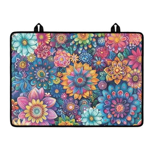 Hwzdsyxl Boho Mandala Lotus Hippie Flower Print Electric Stove Top Cover Thick Induction Cooktop Protector with Lanyards Anti-Slip Coffee Machine Mat for Glass Top Stove, 29.18 x 20.96 inch