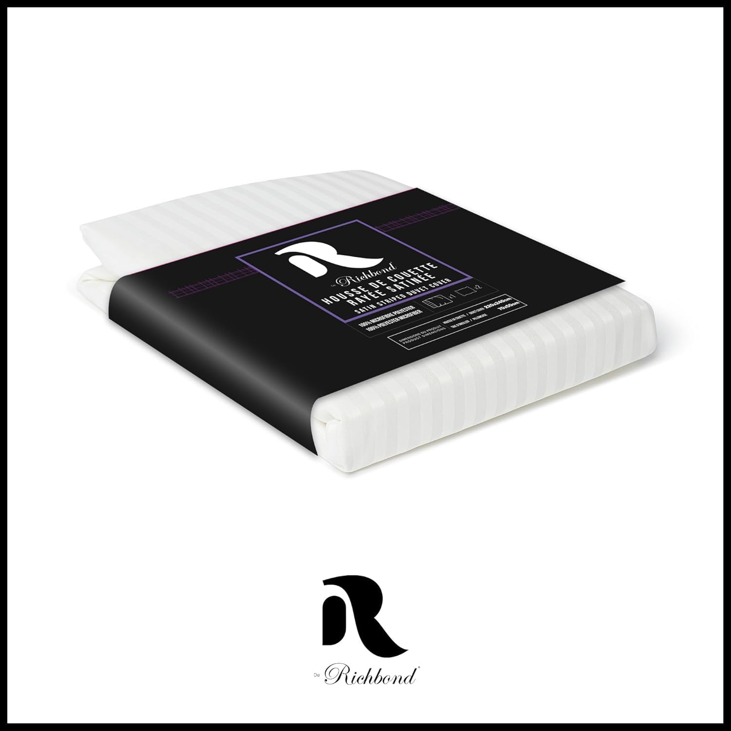 Funda Nórdica Cama 150 & 135 Satinada a Rayas - Juego con Funda 220x240 cm y 2 Fundas de Almohada 50x70 cm –100% Poliéster – Suave, Transpirable y Antiácaros - Blanco Brillante