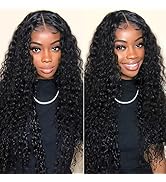 YMSGIRL Curly Lace Front Wig Human Hair Brazilian Jerry Curl 4x4 Lace Closure Human Hair Wigs Pre...