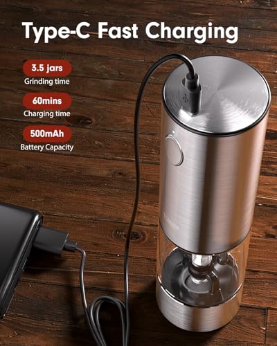 image for TOMEEM Upgraded Larger Capacity Electric Salt and Pepper Grinder Set R