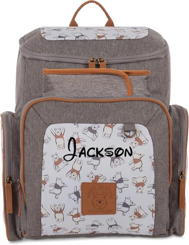 Disney Bolsa de pañales personalizada con personajes de Mickey Minnie y más, mochila funcional para pañales para bebé, Mochila personalizada Pooh Jartop para pañales, L, Mochila para pañales
