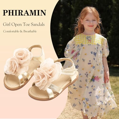 Image of PHIRAMIN Toddler Girl Sandals - Flower Girl Dress Shoes Open Toe Little Kid Wedding Party