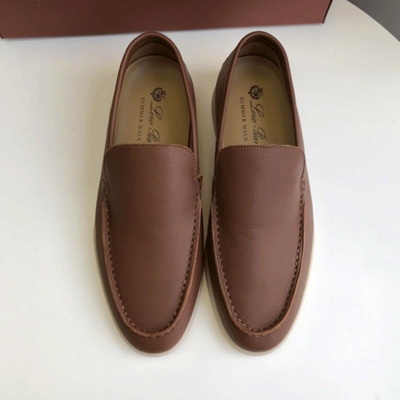Men's Leather Hand-Sewn Flats Loafers Zero Drop Slip On Dress Shoes for Walking Comfort2