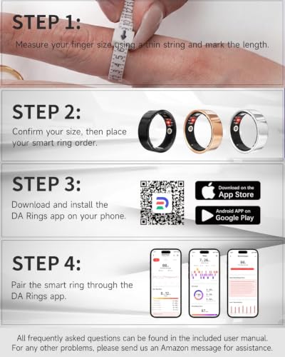 Image of Luxelle Smart Ring Fitness Tracker with Sleep Monitor, Heart Rate, Blood Oxygen, Step Counter, 128 Sports Modes, IP68 Waterproof, Magnetic Charging, Compatible with iOS & Android