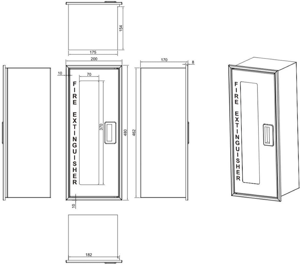 5lb Fire Extinguisher Cabinet - White Polystyrene Wall-Mount Box With Break Glass Front