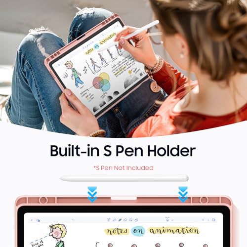 Image of Fintie Hybrid Slim Case for Samsung Galaxy Tab S9 FE 10.9 Inch /Galaxy Tab S9 11 Inch 2023 with S Pen Holder, Shockproof Cover with Clear Transparent Back Shell, Auto Wake /Sleep, Dreamy Marble